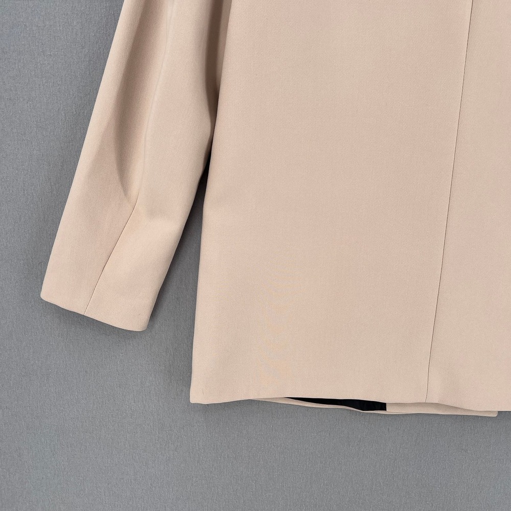 ZARA Oversized Double Breasted Blazer Womens Small Tan Long Sleeve Peaked Lapel - Picture 10 of 16